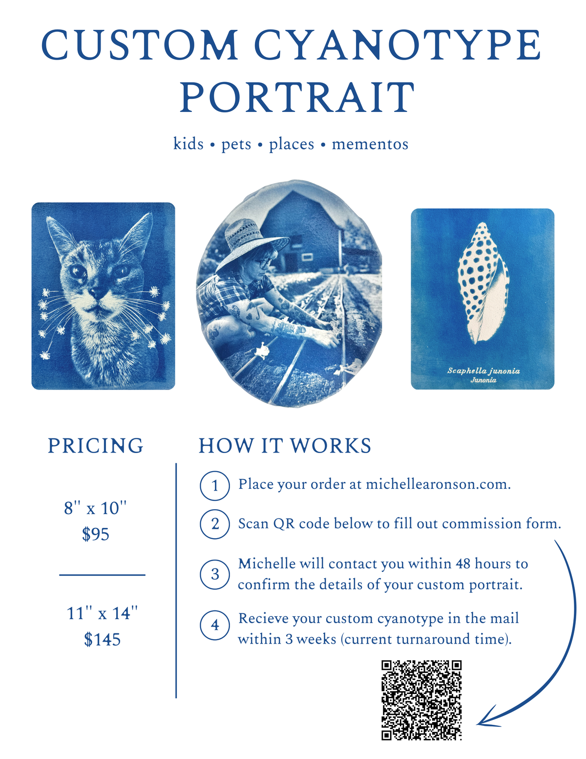 11" x 14" Custom Cyanotype Portrait